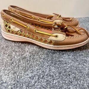 Sperry Top-Sider Angelfish Boat Shoes - Tan/Gold Metallic Women’s size 8M
